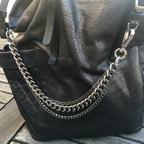 Unique Jimmy Choo Textured Gunmetal Handbag/Tote - Picture 4 of 7